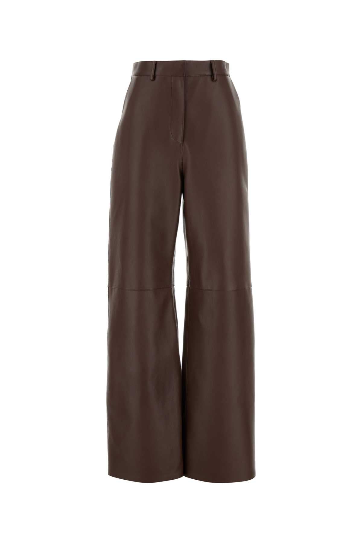 Loewe Nappa Leather Trousers — Brown