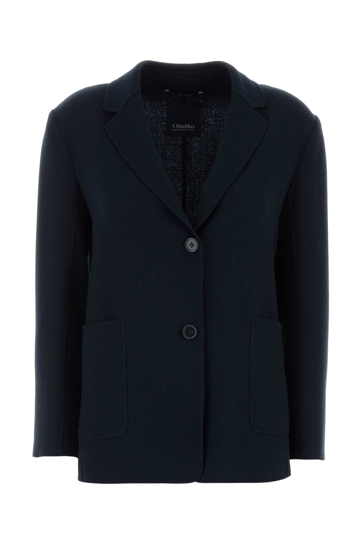 S Maxmara Wool Blazer — Navy