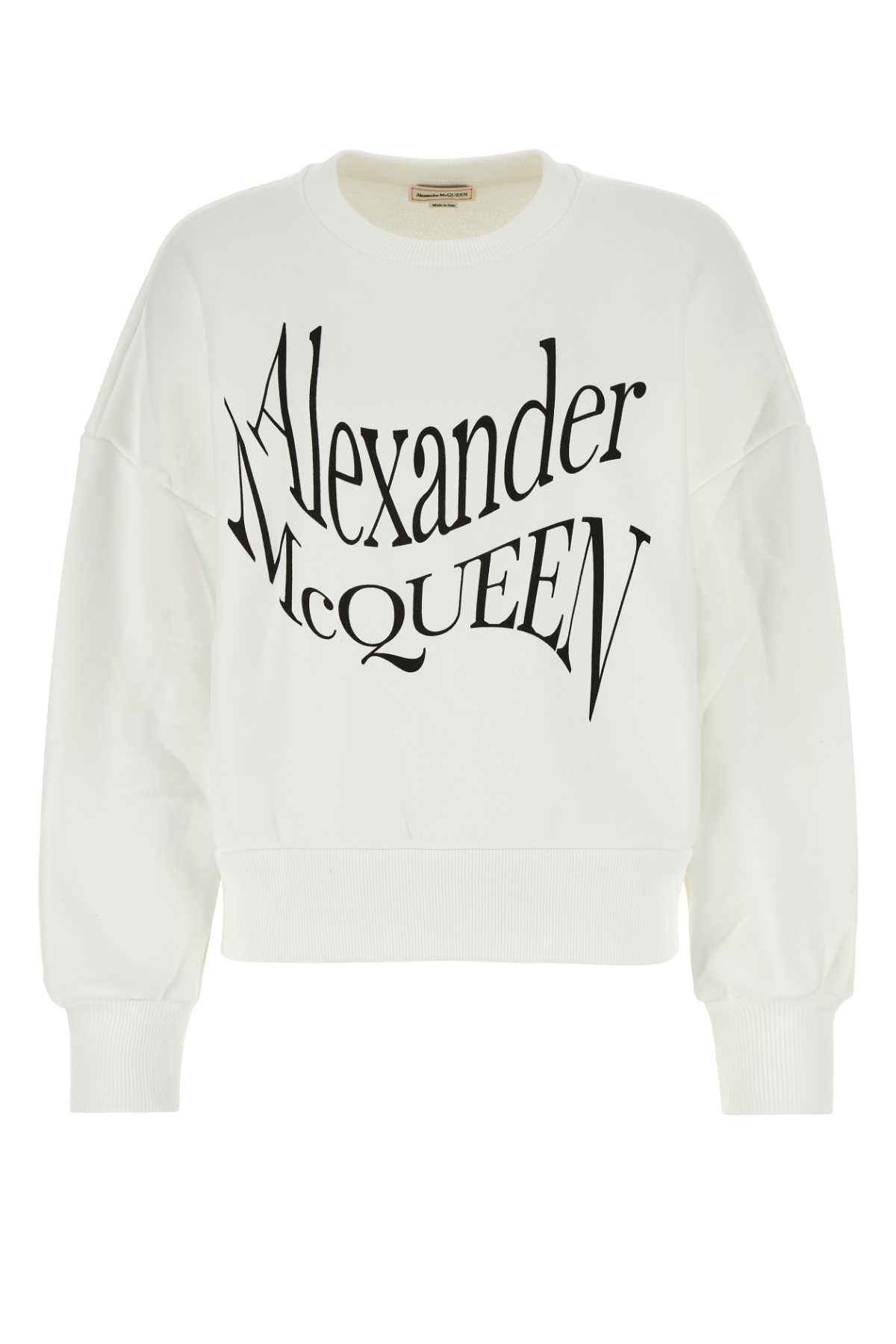 Alexander McQueen Logo-Embroidered Cotton Sweatshirt — White