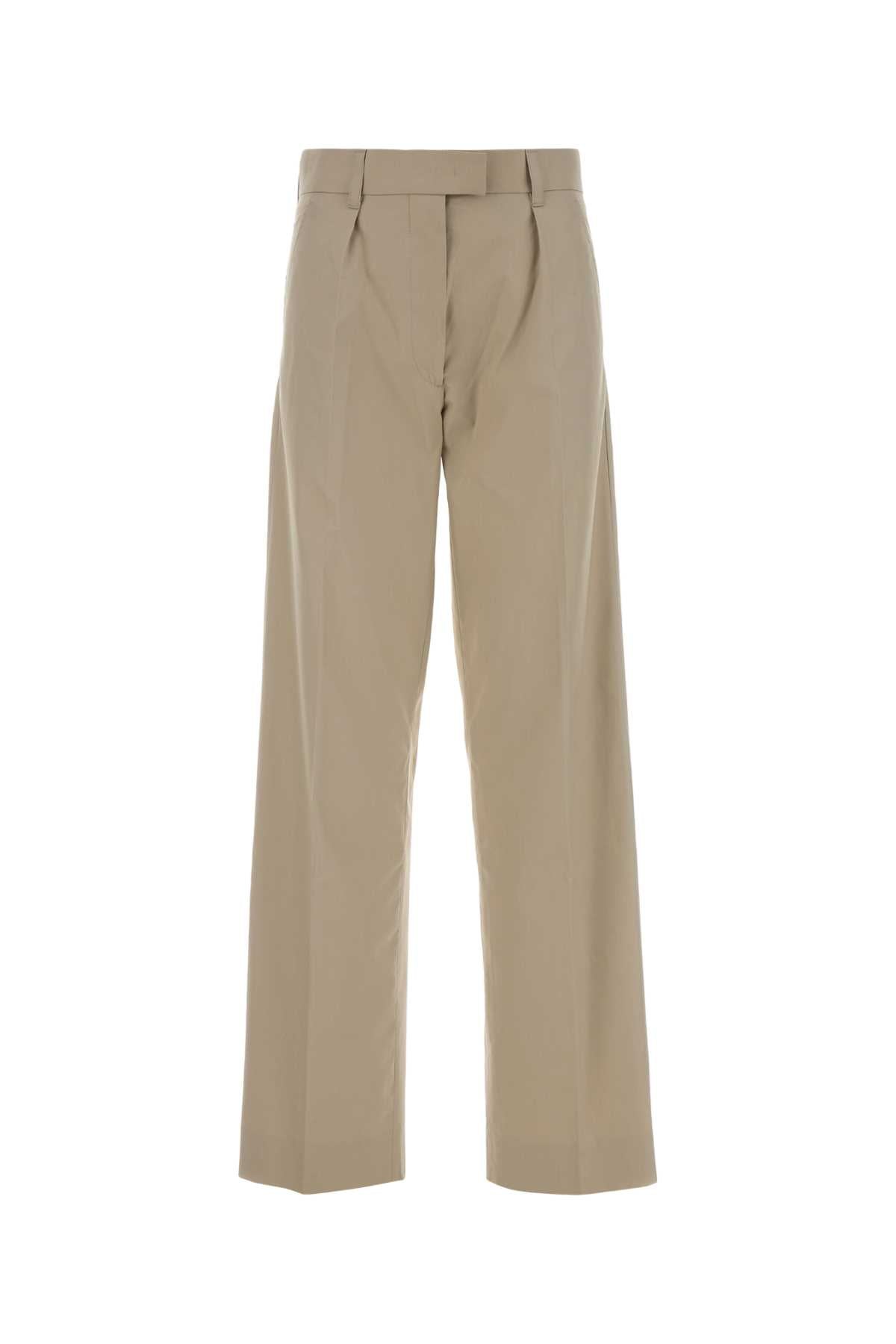 Miu Miu Cotton-Blend Trousers — Beige