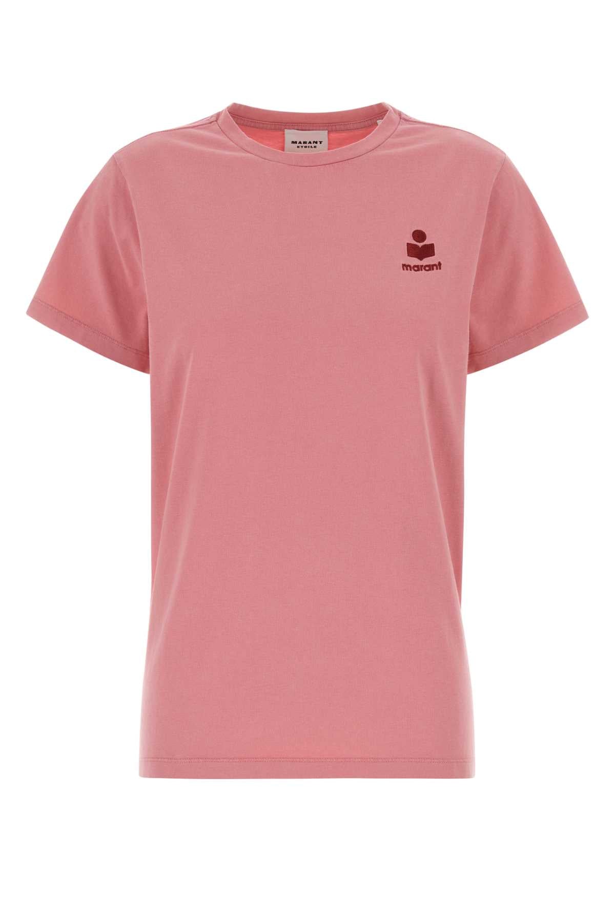 Isabel Marant Etoile Logo-Embroidered Cotton T-Shirt — Pink