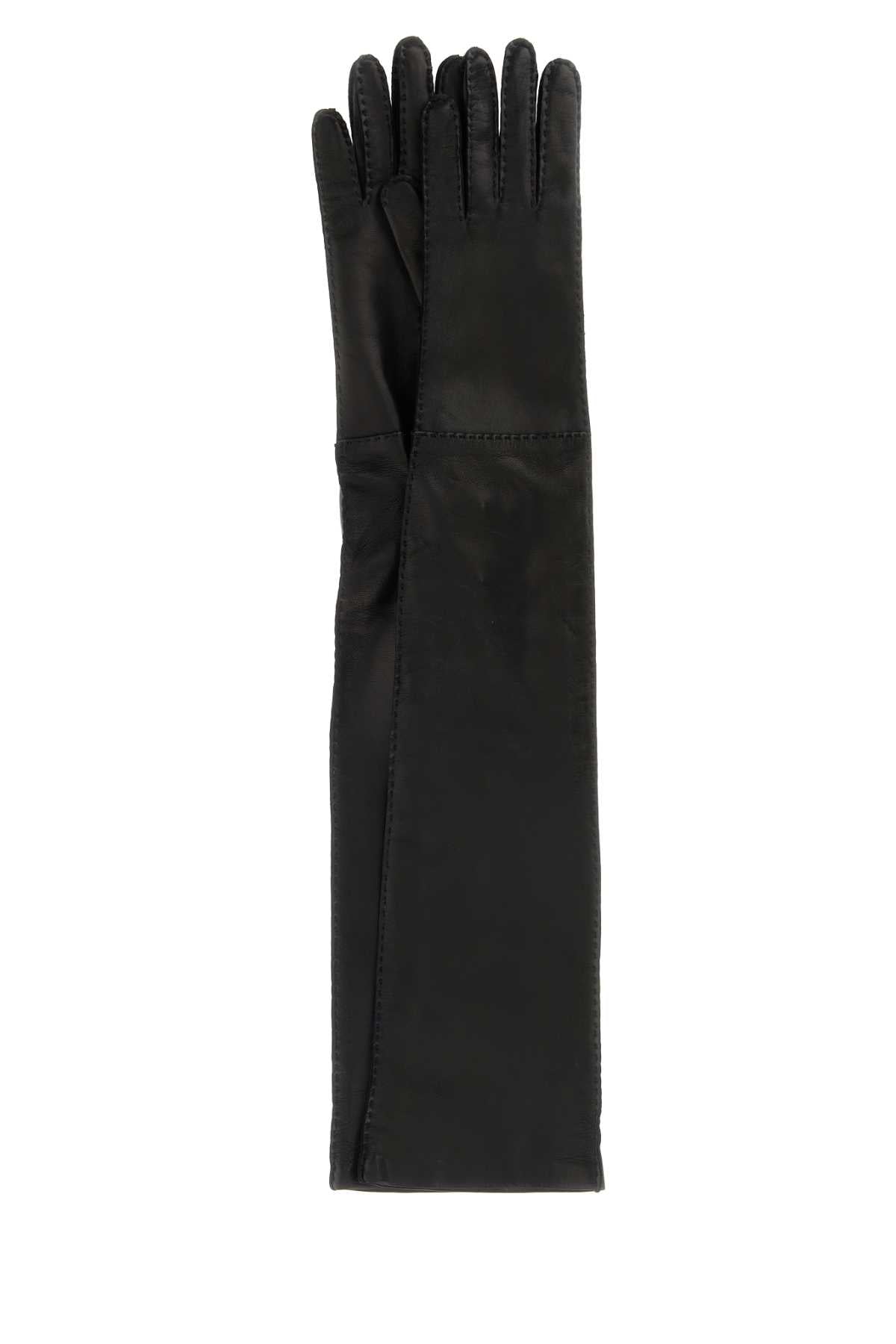 Prada Nappa Lamb Leather Gloves — Black