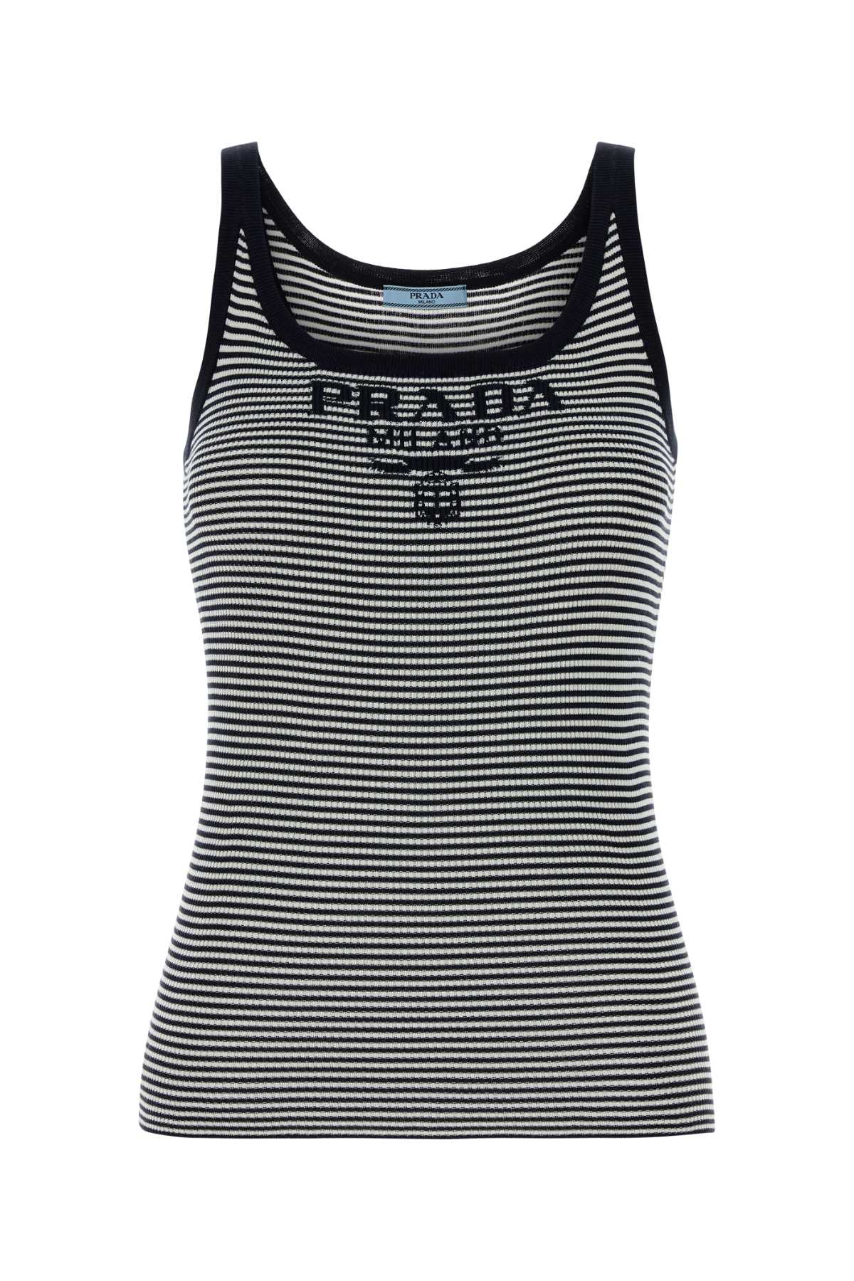Prada Embroidered Recycled Silk Tank Top — Multicolor