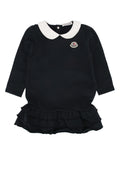 Moncler Jr Ruffled Hem Dress — Black