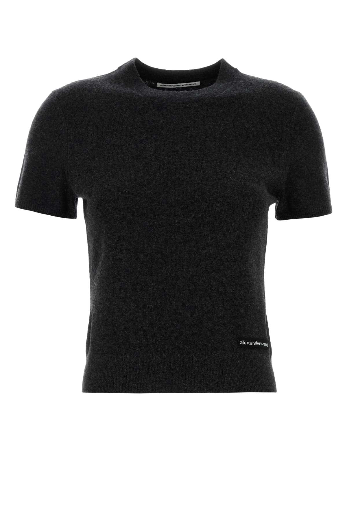 T By Alexander Wang Wool Crewneck T-Shirt — Charcoal