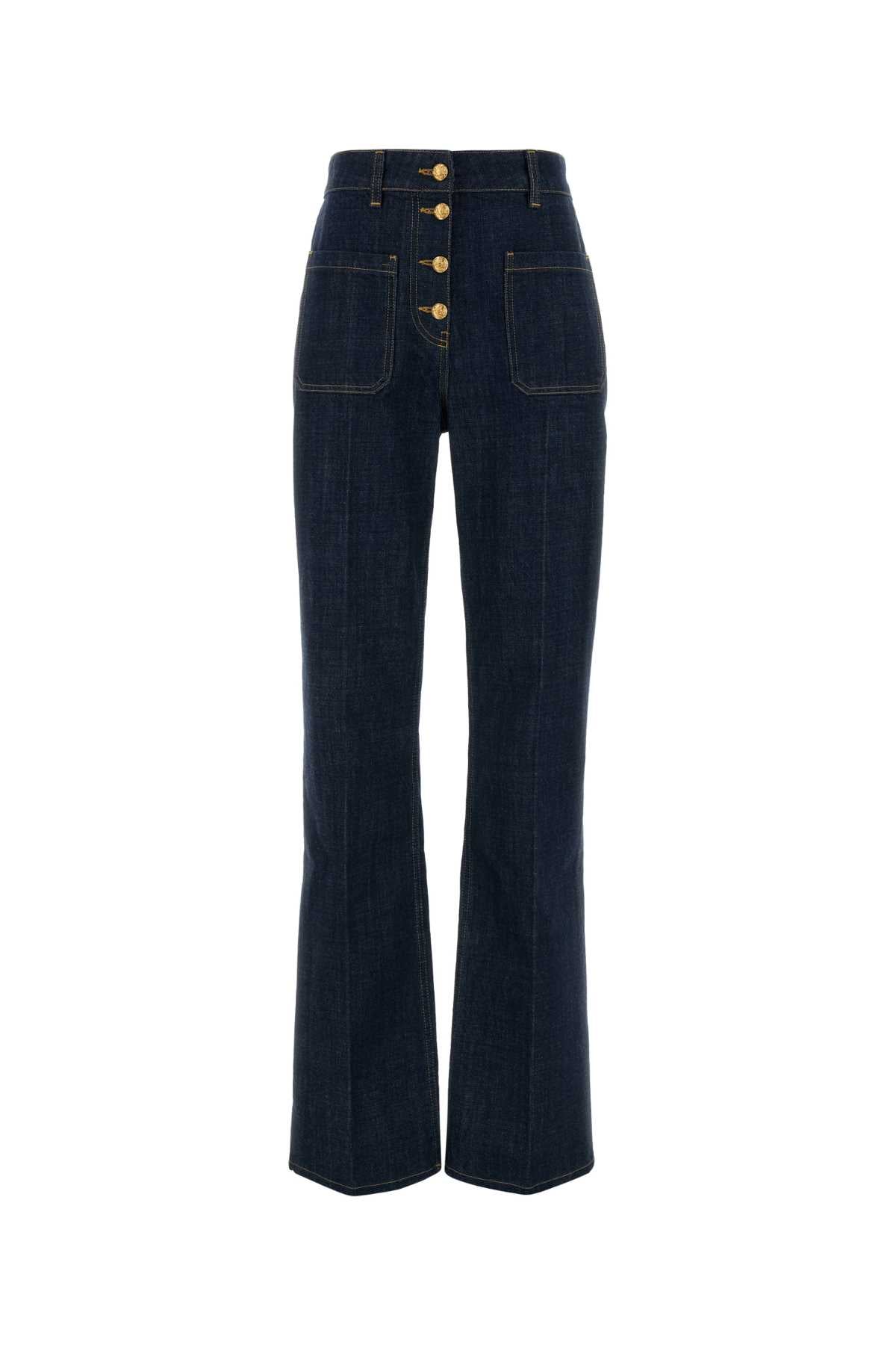 Valentino Garavani High-Waist Denim Jeans — Navy