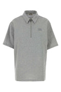 Miu Miu Cotton Blend Oversize Polo Shirt — Gray