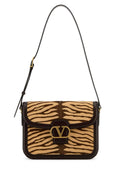 Valentino Garavani Zebra-Print Calf Hair Shoulder Bag — Beige