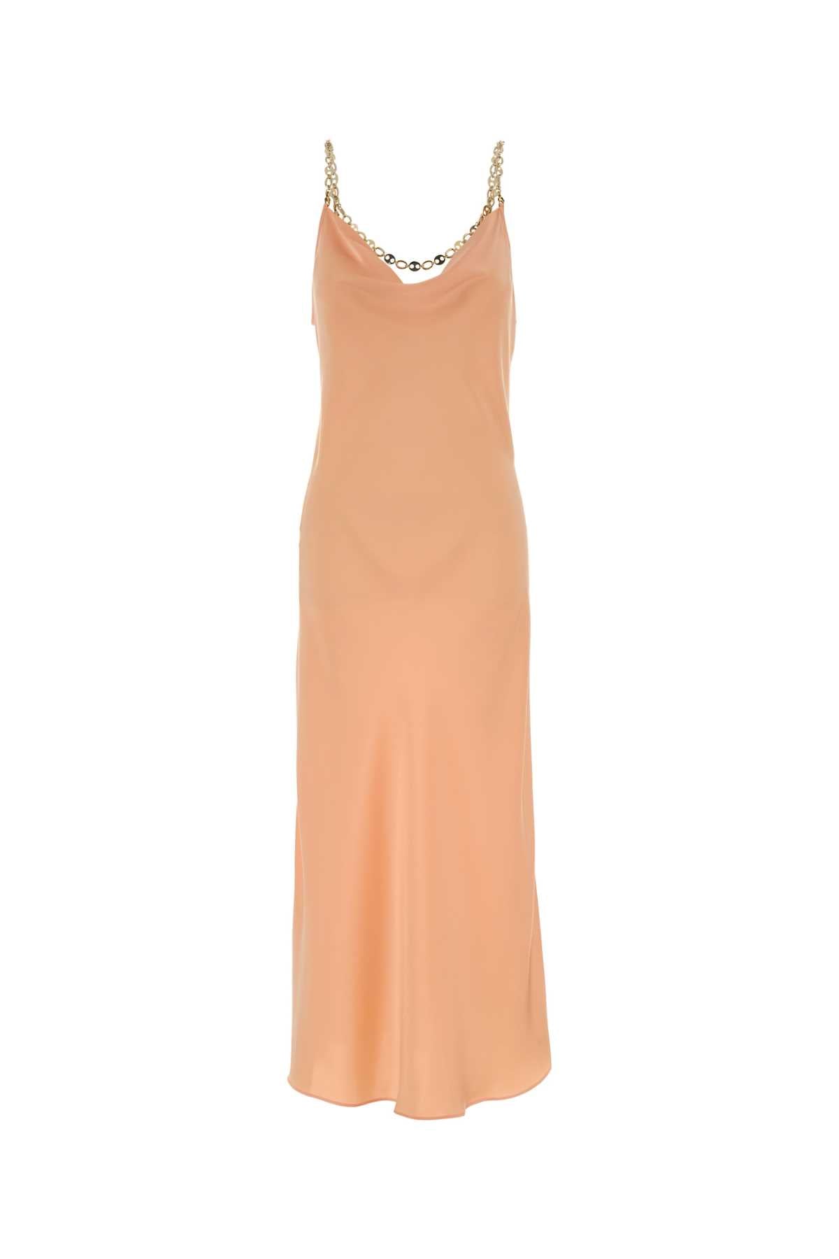 Rabanne Chain-Strap Satin Slip Dress — Pink