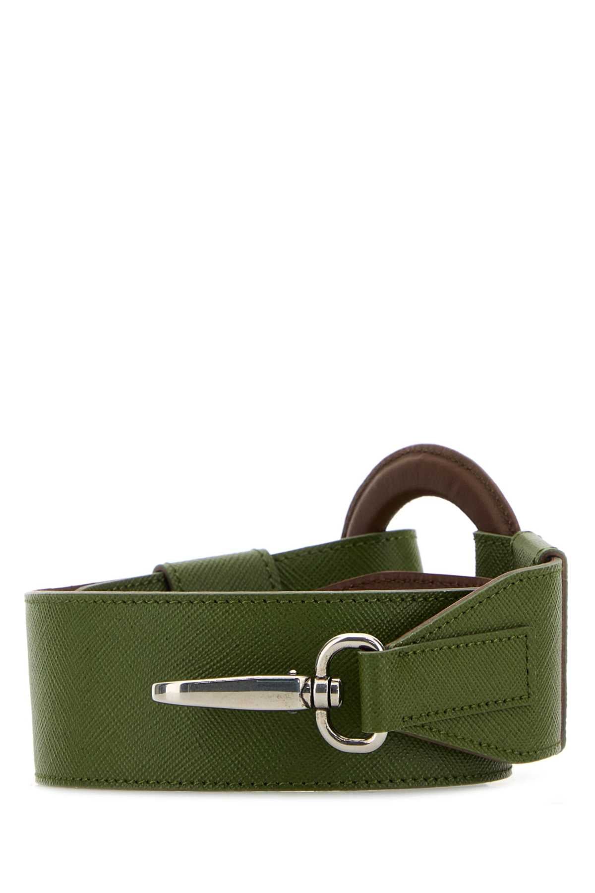 Prada Leather Shoulder Strap Belt — Green