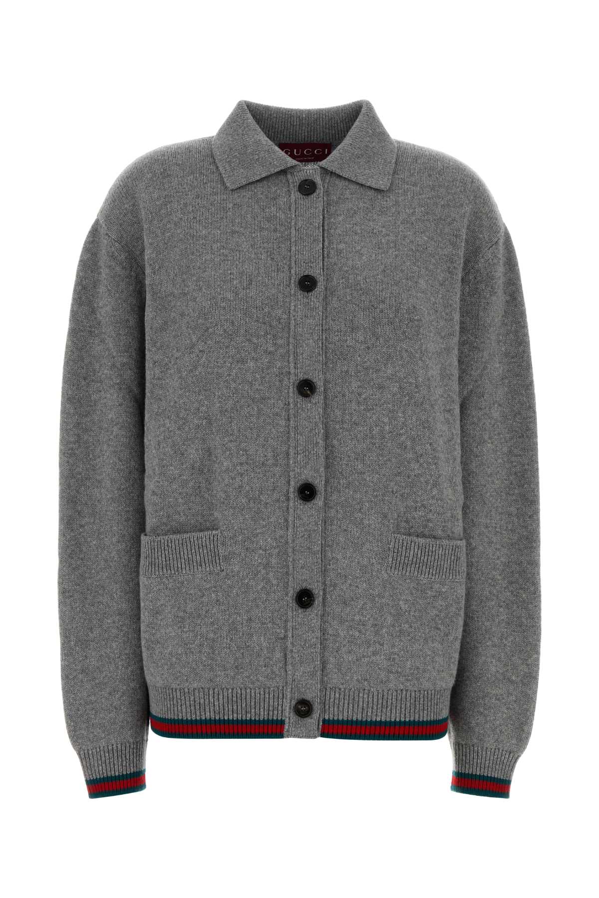 Gucci Wool-Cashmere Blend Cardigan — Gray
