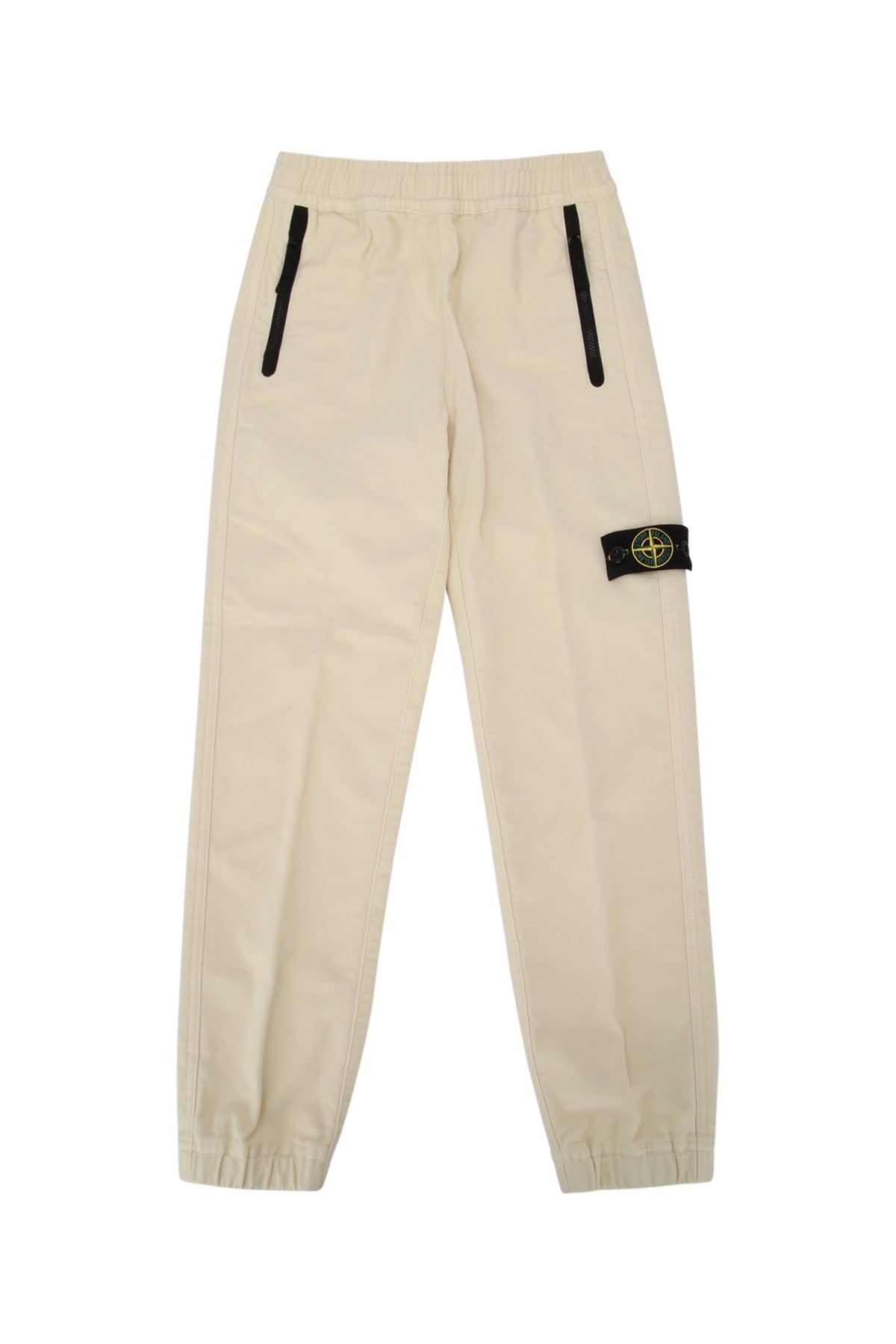 Stone Island Kids Logo-Patch Cotton-Blend Joggers — Beige