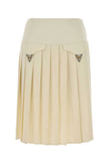 Versace Pleated Virgin Wool Skirt — Beige