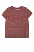 Chloe Kids Logo-Embroidered Cotton T-Shirt — Rose gold