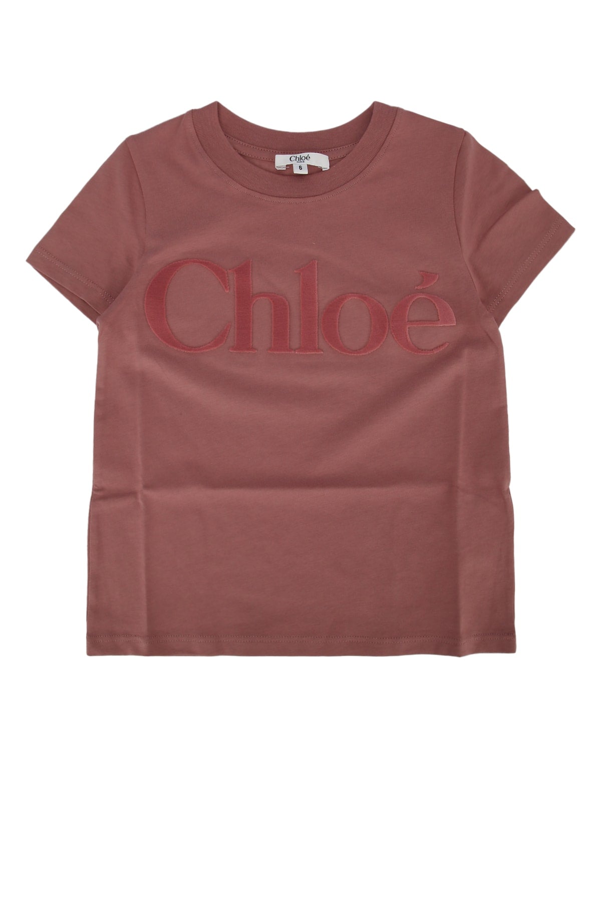 Chloe Kids Logo-Embroidered Cotton T-Shirt — Rose gold