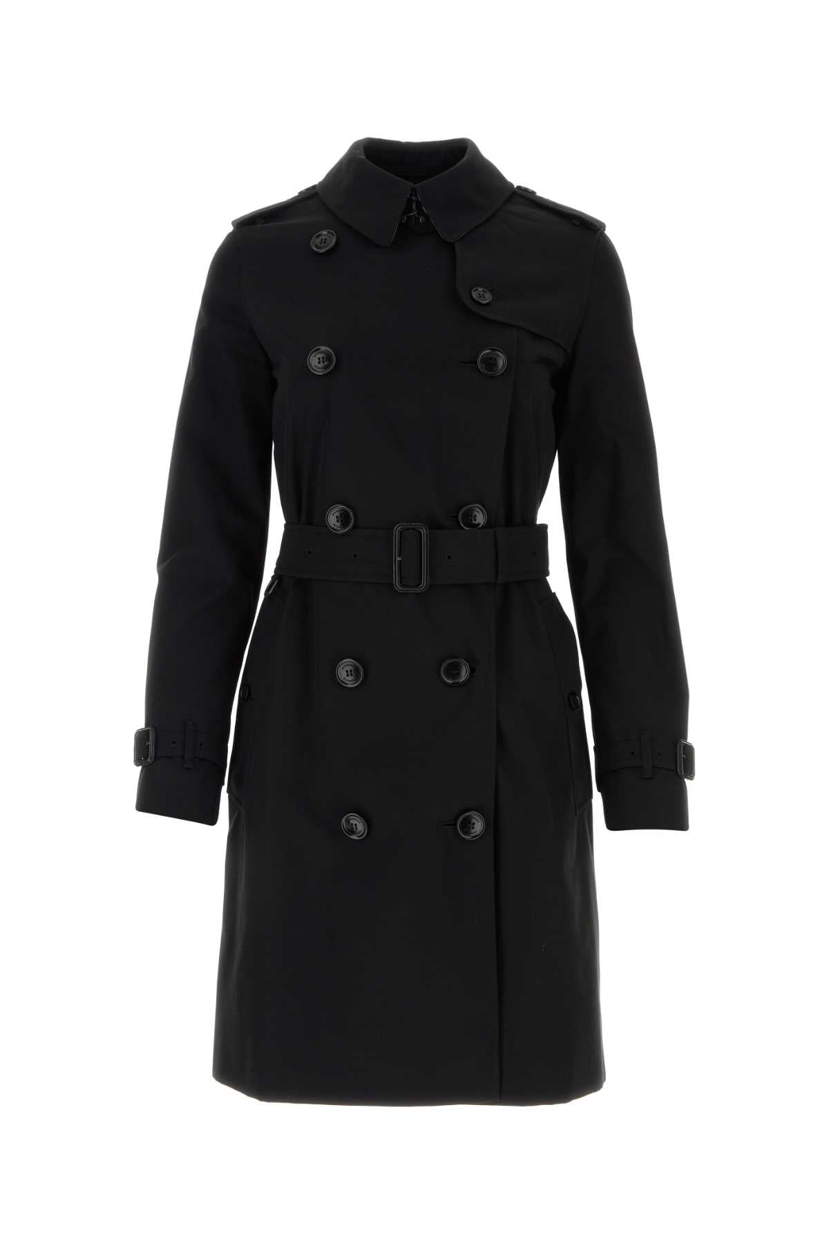 Burberry Cotton Gabardine Trench Coat — Black