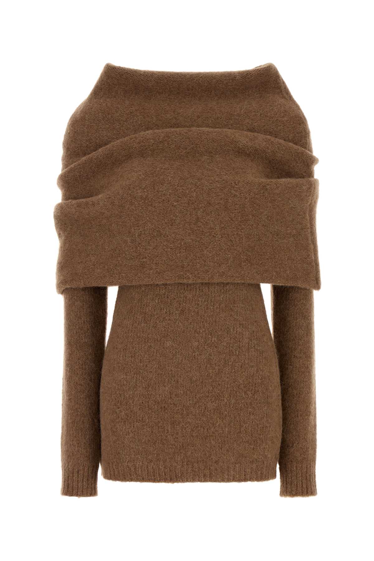 Entire Studios Off-Shoulder Wool Blend Sweater — Brown