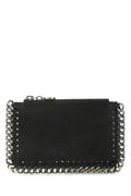 Stella McCartney Chain-Trimmed Shaggy Deer Wallet — Black