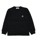 Stone Island Kids Logo-Embroidered Cotton T-Shirt — Black