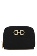 Ferragamo Gancini Leather Coin Purse — Black