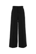 Alberta Ferretti Virgin Wool Blend Wide-Leg Trousers — Black
