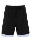 Miu Miu Cotton Blend Bermuda Shorts — Black