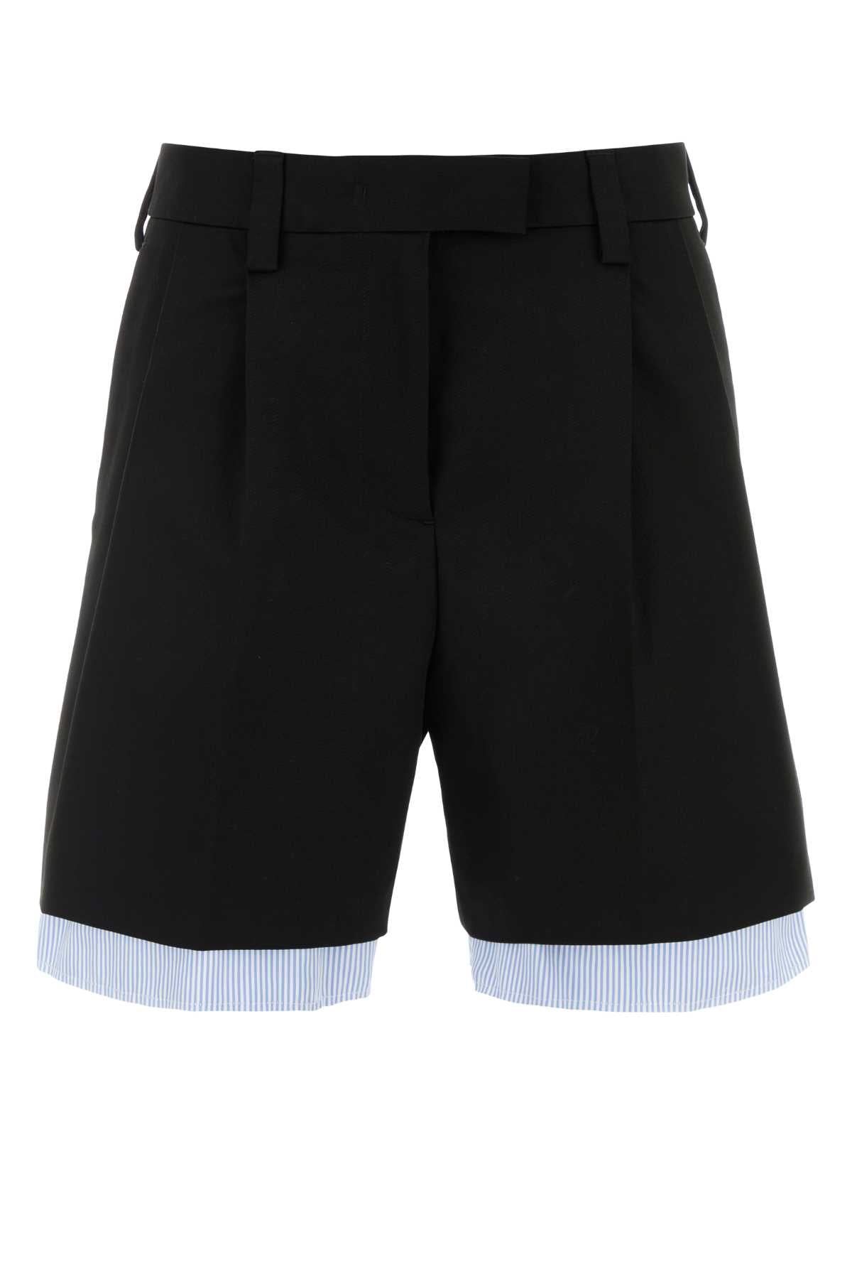 Miu Miu Cotton Blend Bermuda Shorts — Black