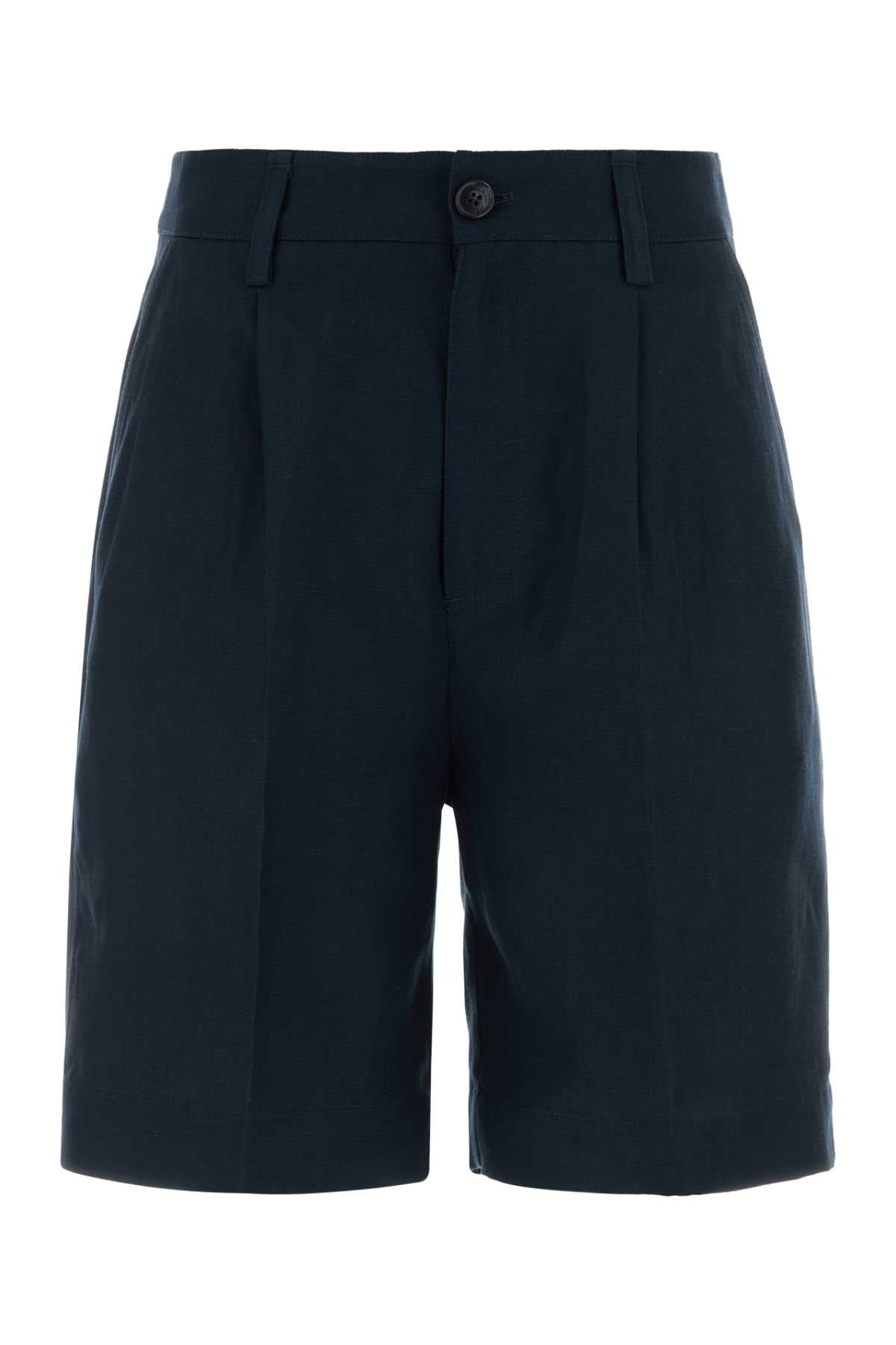 Woolrich Lyocell Linen Blend Bermuda Shorts — Navy