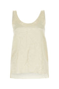 Lanvin Crinkled Viscose Tank Top — Beige