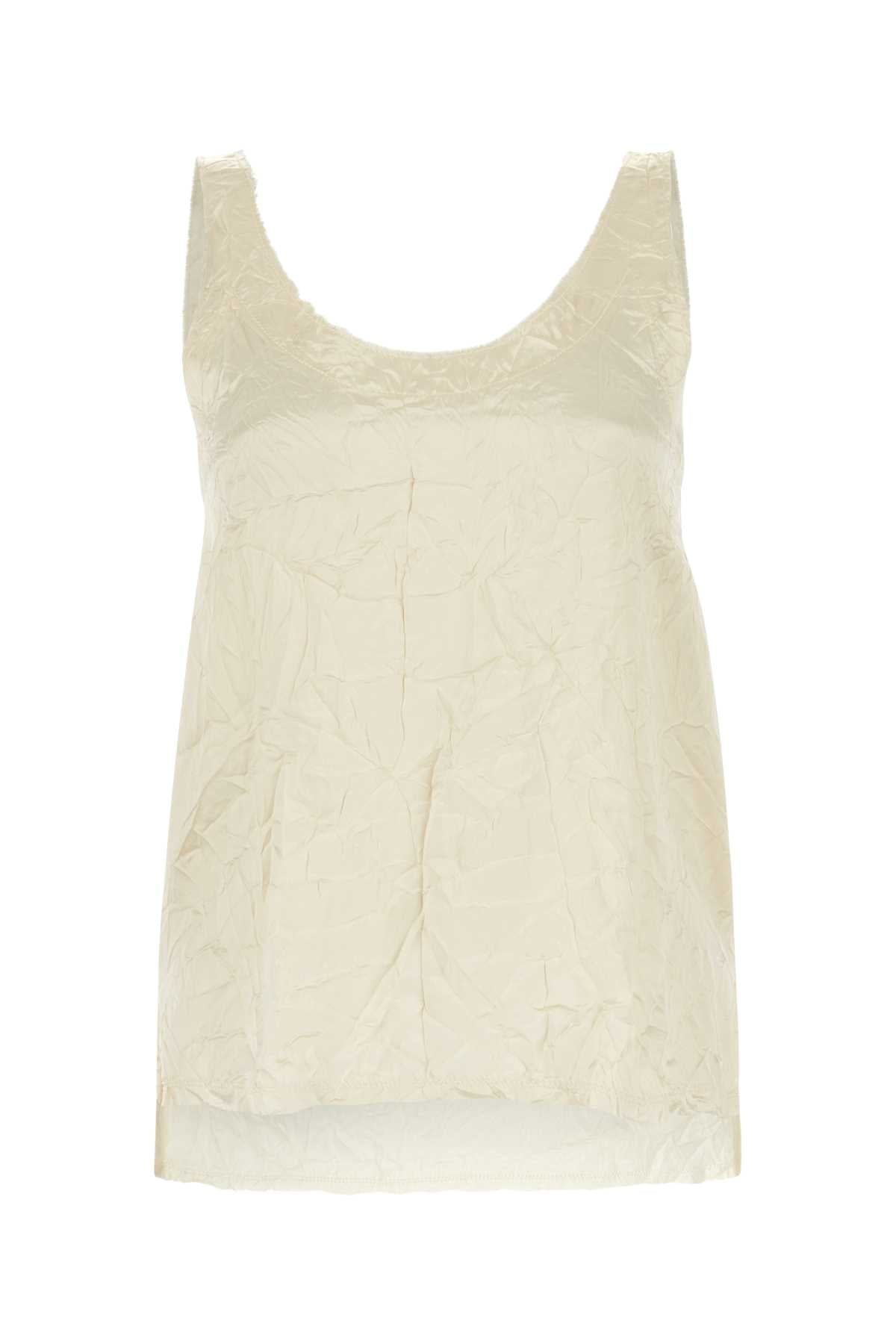 Lanvin Crinkled Viscose Tank Top — Beige
