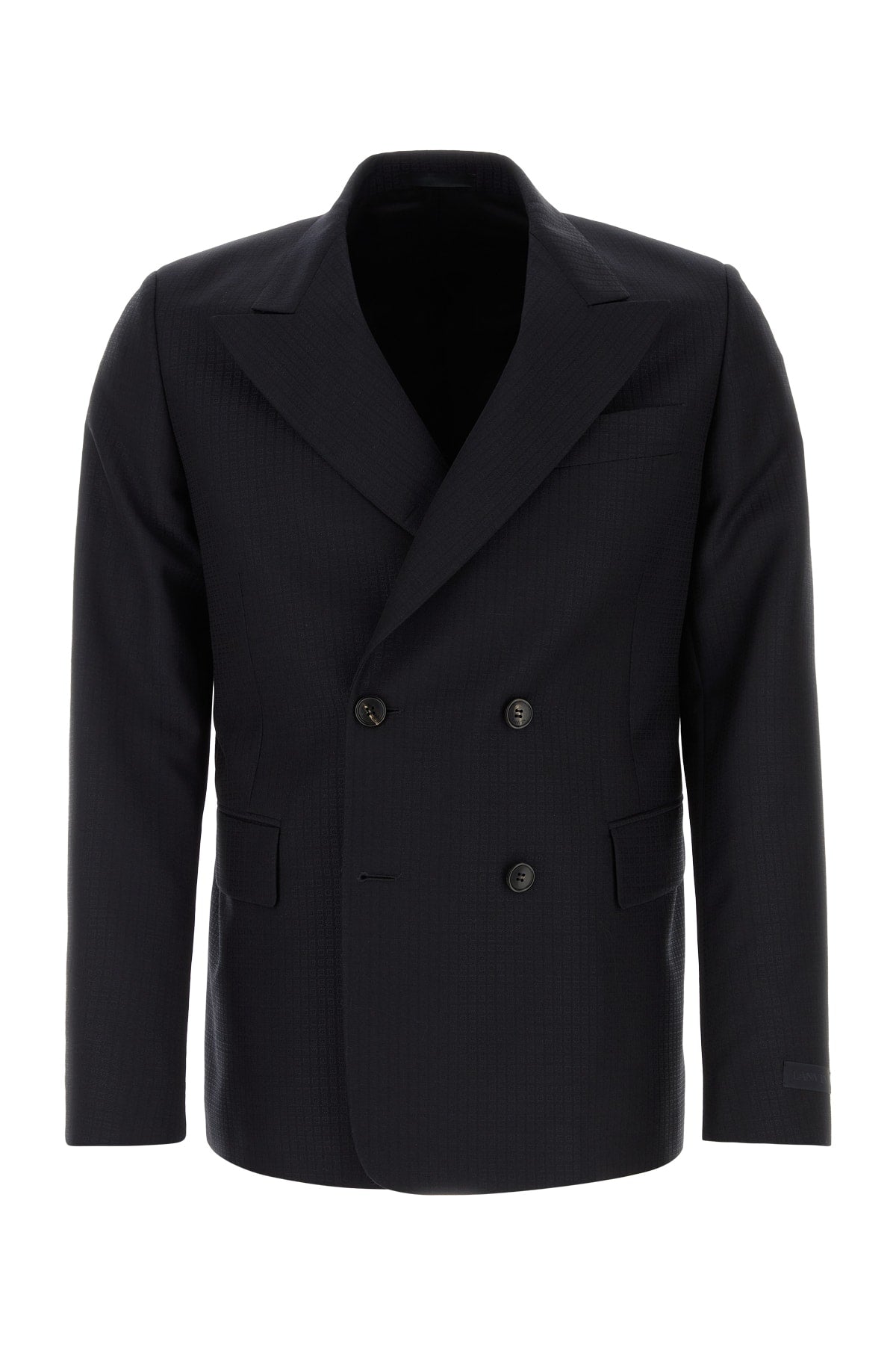 Lanvin Double-Breasted Wool Blazer — Navy