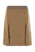 Sportmax Wool-Blend Pleated Skirt — Beige