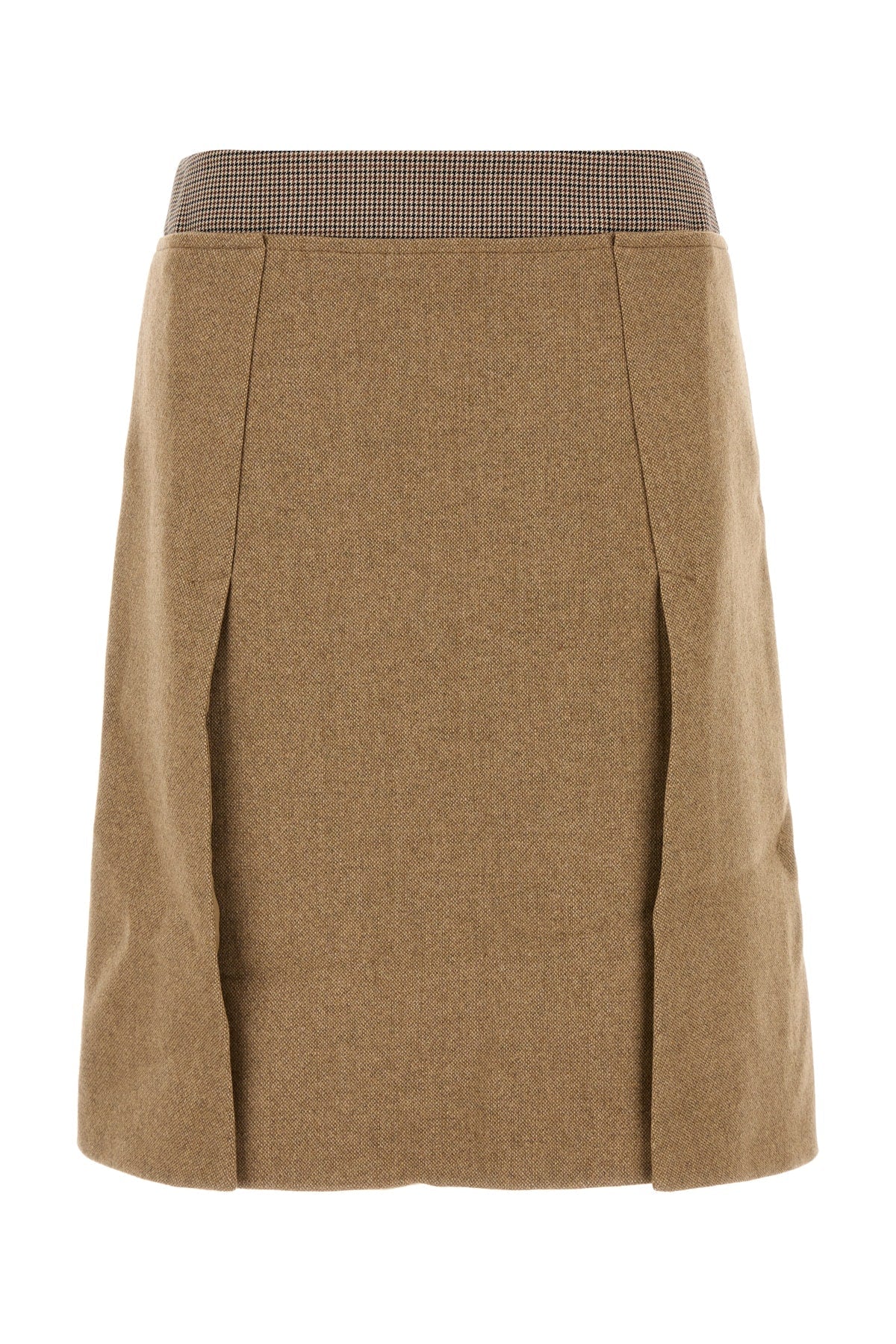 Sportmax Wool-Blend Pleated Skirt — Beige
