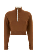 Chloé Lace-Trimmed Wool Sweater — Brown