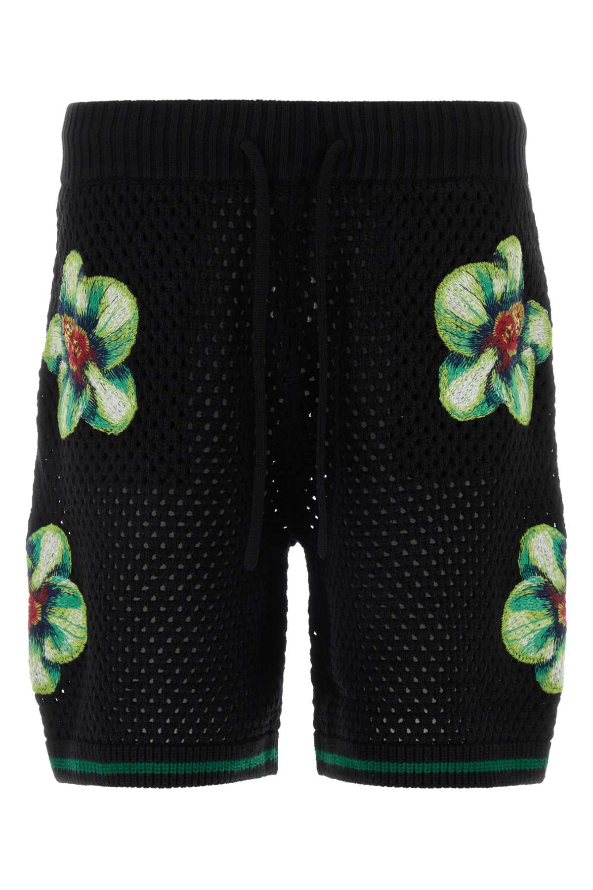 Casablanca Orchid Bermuda Shorts — Black