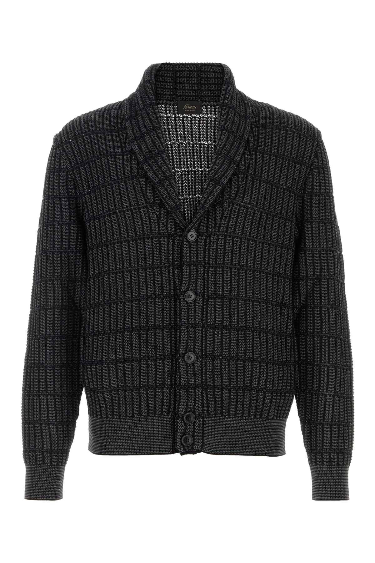 Brioni Collar Cardigan — Gray