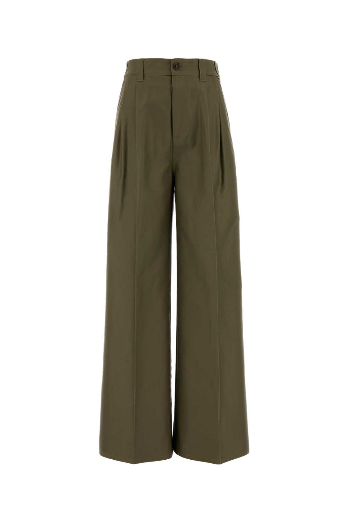Maison Margiela Wide-Leg Cotton Trousers — Green