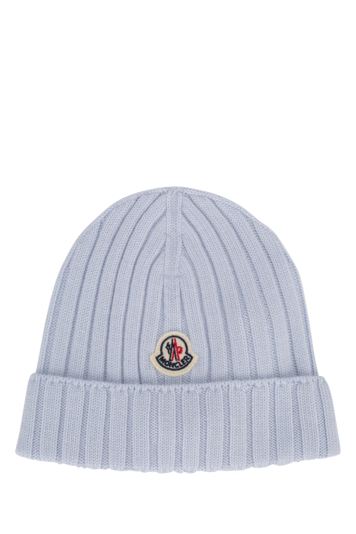 Moncler Jr BERRETTO Ribbed Virgin Wool Beanie — Blue