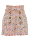 Balmain Tweed with Gold Buttons Bermudas — Pink
