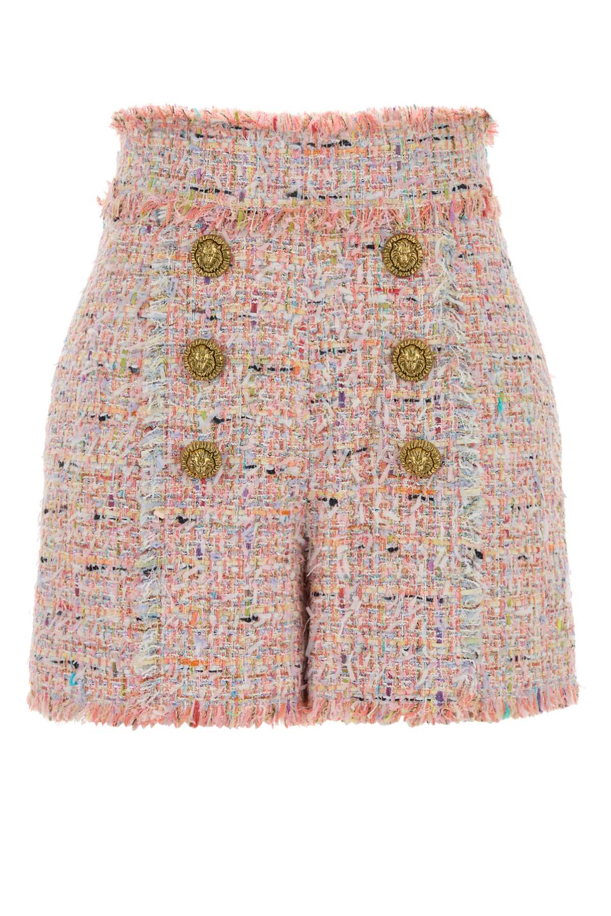 Balmain Tweed with Gold Buttons Bermudas — Pink