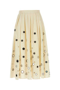 Prada Embellished Pleated Cotton Skirt — Beige