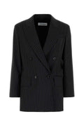 Max Mara Pinstriped Virgin Wool Blazer — Black