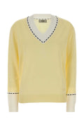 Fendi Wool Blend V-Neck Sweater — Yellow