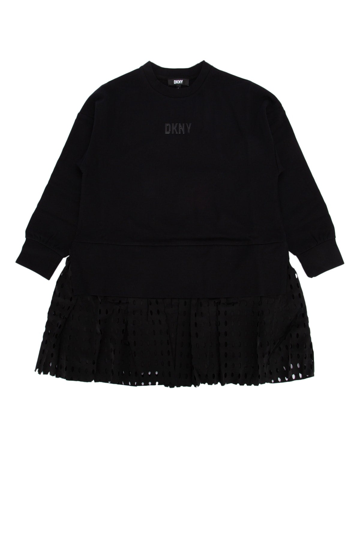 Dkny Junior Perforated Pleated Dress — Black