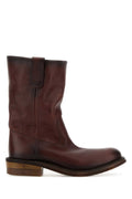 Miu Miu Leather Mid-Calf Boot — Brown