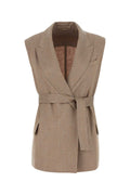 Brunello Cucinelli Linen Blend Vest — Beige