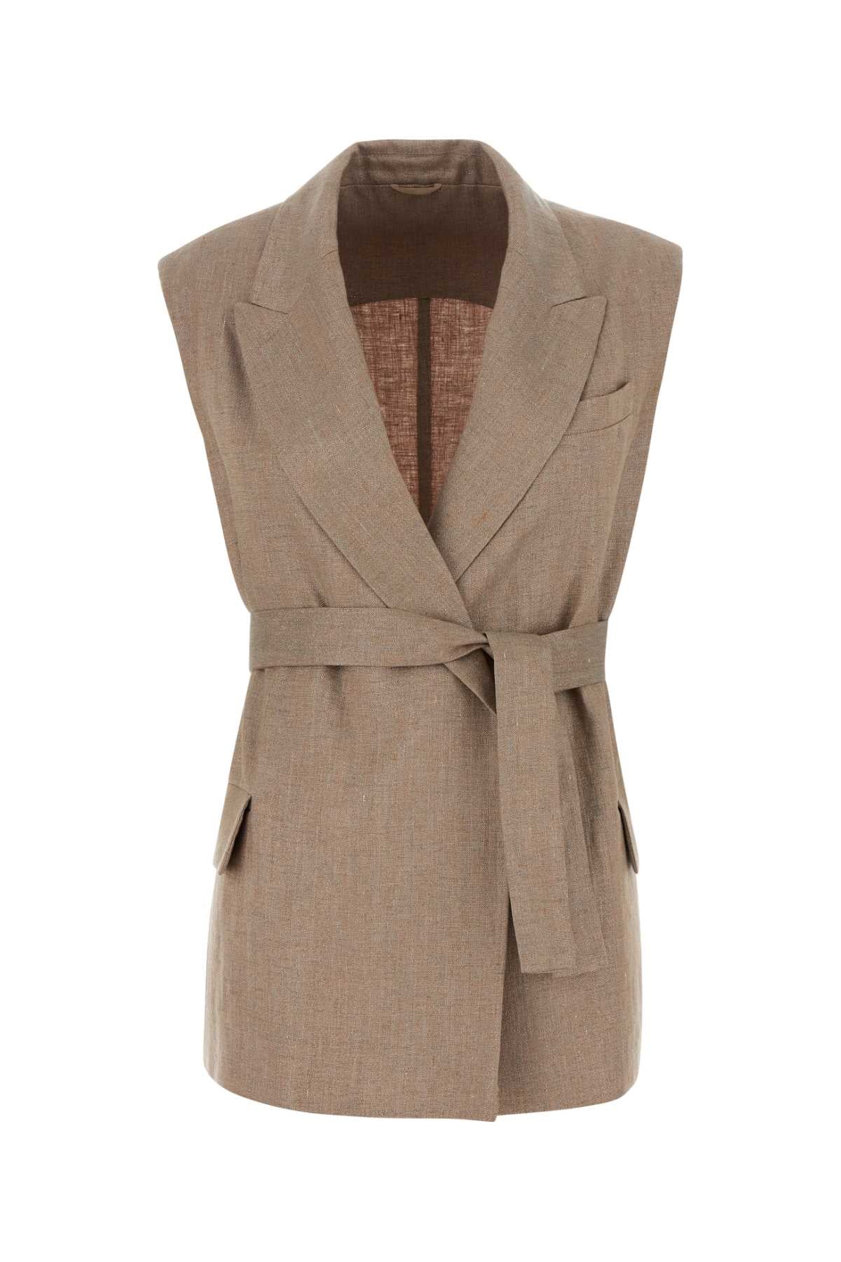 Brunello Cucinelli Linen Blend Vest — Beige
