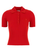 Courreges Ribbed Viscose-Polyester Polo — Red