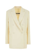Jil Sander Double-Breasted Wool Blazer — Beige