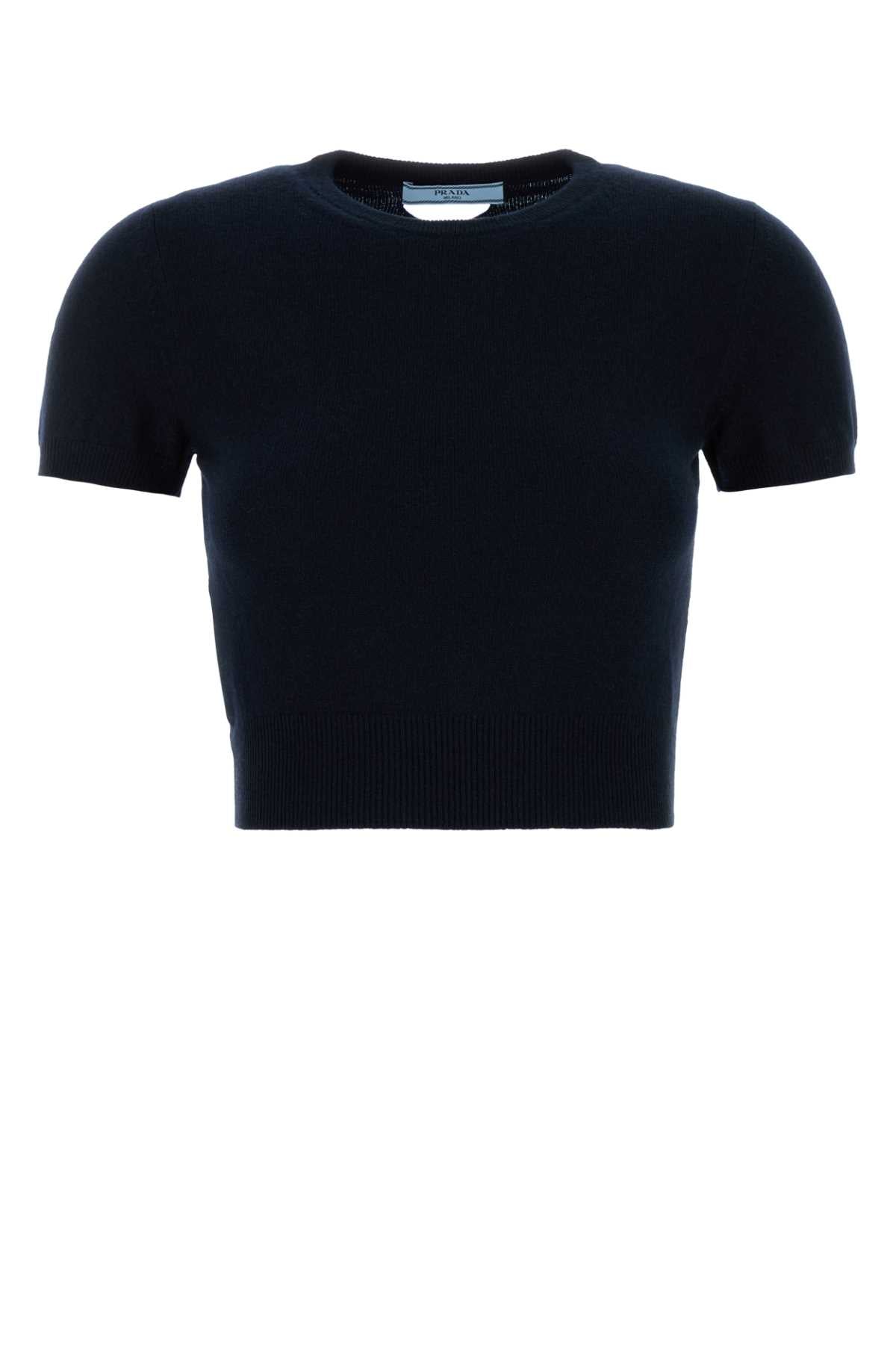 Prada Cashmere Crewneck Sweater — Navy